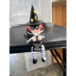 Vintage Handmade Wooden "Trick or Treat" Shelf Sitter